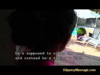 Glück Poolboy Wird Rutschig Nuru Massage