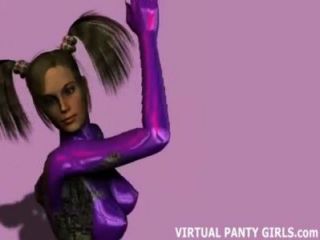 Pigtailed Virtuelle 3d-babe Mit Riesigen Titten